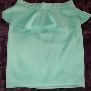 Teal peplum short skirt
